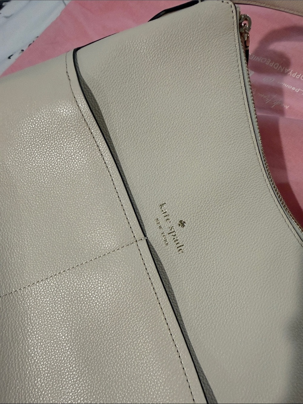kate spade Soft Pebbled Leather Shoulder Bag in Cream - Picture 2 of 7